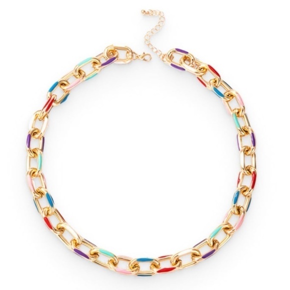 Multicolor enamel cable chain necklace. NWT - Picture 1 of 2